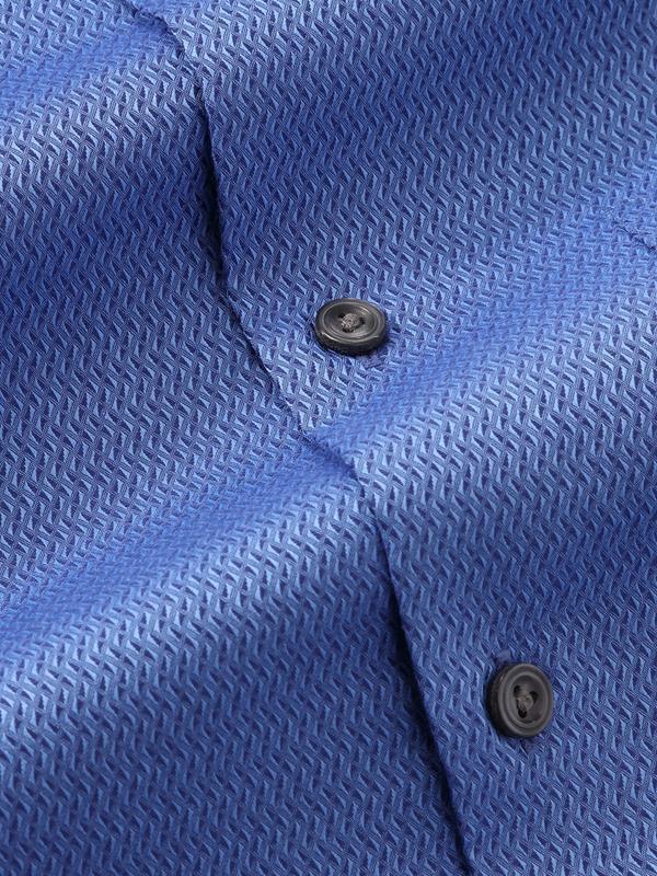 Savuto Blue Solid Full Sleeve Single Cuff Tailored Fit Semi Formal Dark Cotton Shirt