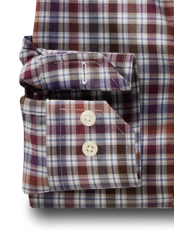 Sheringham Twill Brown Check Full Sleeve Tailored Fit Casual Cotton Shirt