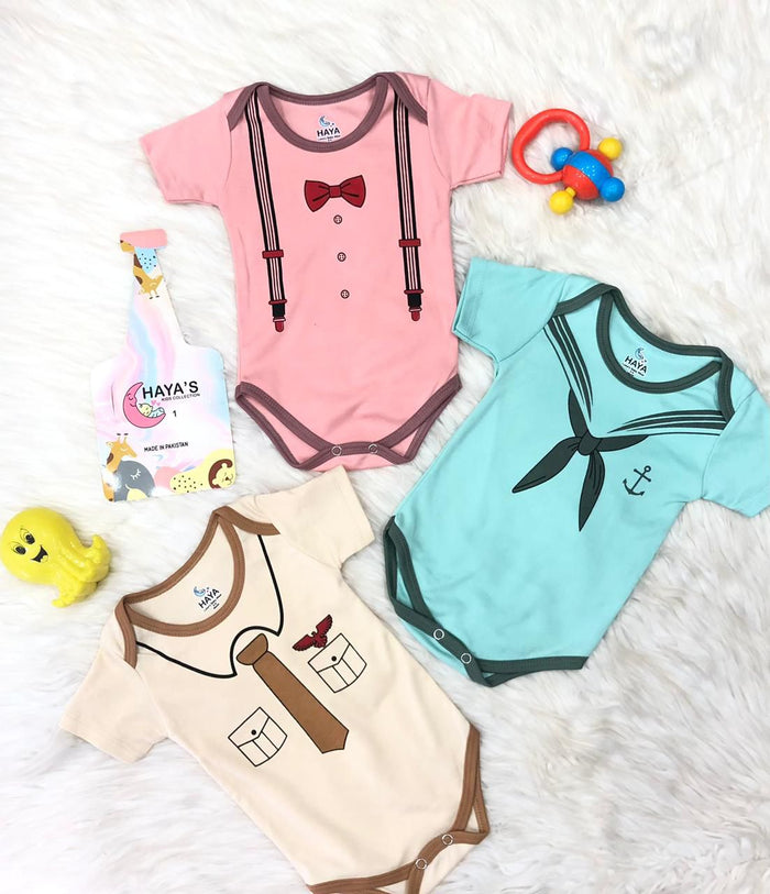 Short Sleeve Pack of 3 Bodysuits - Cotton Interlock - Classic - HY