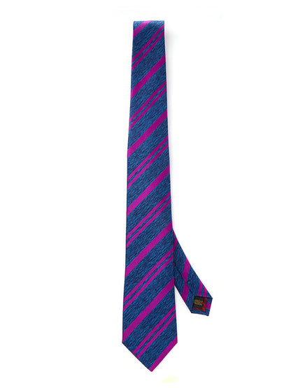Sicilia Striped Dark Blue Silk Tie