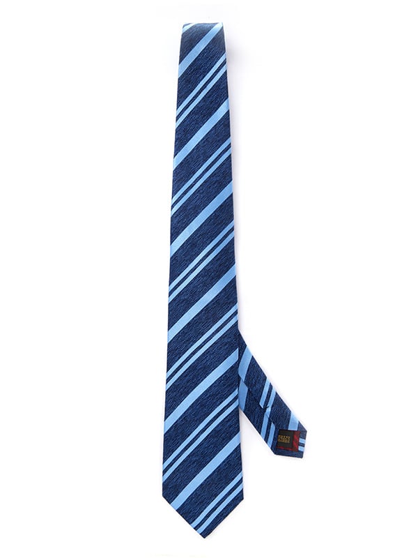 Sicilia Striped Navy Silk Tie