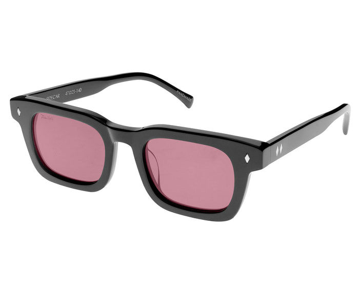 Tres Noir - Sidecar - Black w/ Rose Lens