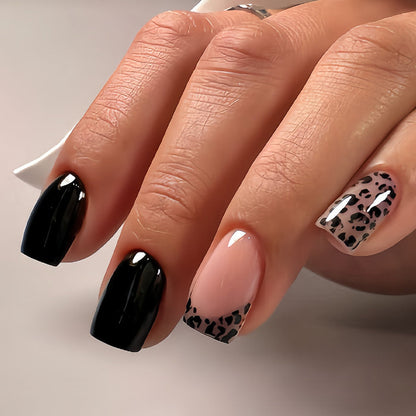 Simple and fresh French leopard print manicure