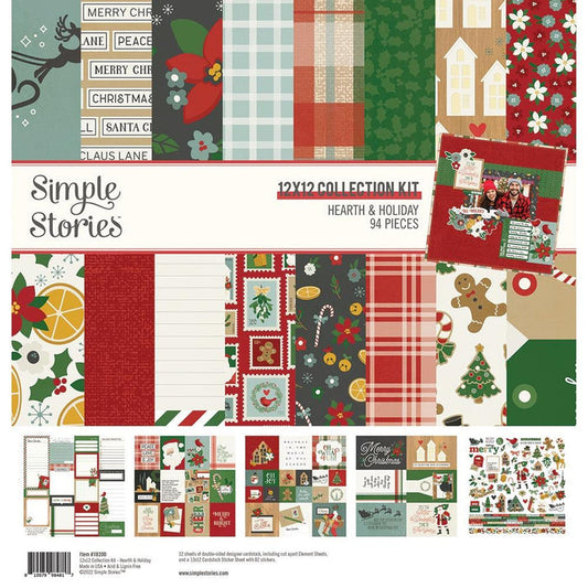 Simple Stories - Collection Kit 12"X12" - Hearth & Holiday. 12 sheets of double-sided 12x12 Designer Cardstock including cut apart Journal, Tags and Element Sheets 12x12 Cardstock Sticker Sheet with 82 stickers; 94 pieces. Available at Embellish Away located in Bowmanville Ontario Canada