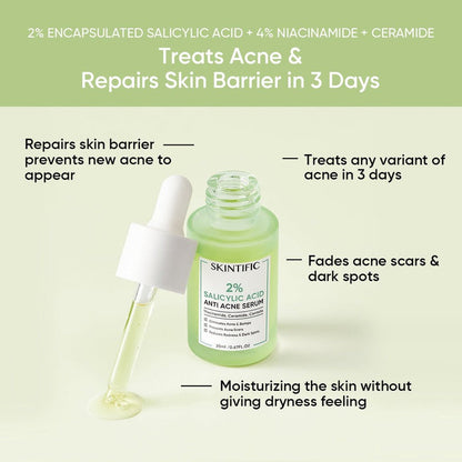 Skintific 2% Salicylic Acid Anti Acne Serum 20ml. سكينتفيك 2٪ سيروم حمض الساليسيليك المضاد لحب الشباب - Princess Cosmetics Qatar
