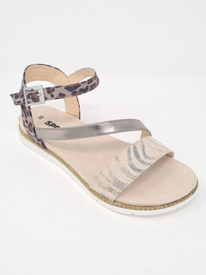 Sprox Leopard Bronze Strappy Sandals - Franklins