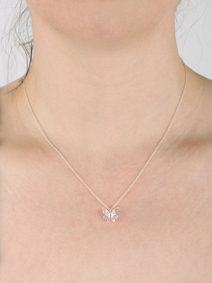 Sterling Silver Butterfly Pendant Necklace | Silver-Image 3