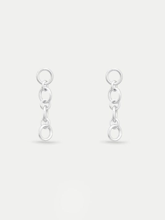 Sterling Silver Chain Link Drop Stud Earrings | Silver-Image 1