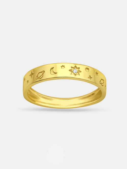 Sterling Silver Galaxy Band Ring | Gold-Image 1
