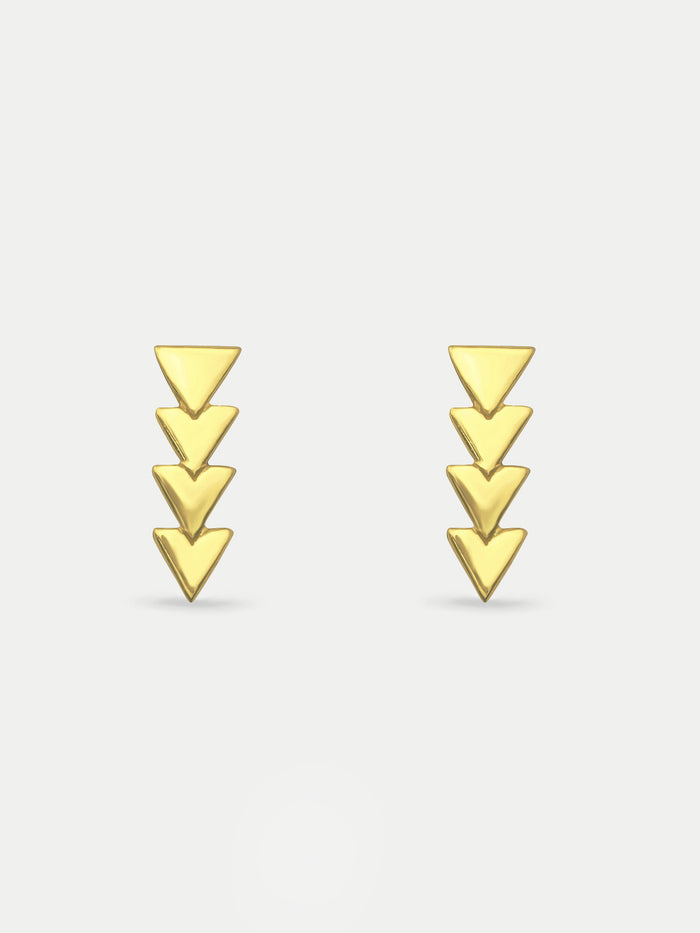 Sterling Silver Gold Plated Triangle Drop Stud Earrings | Gold-Image 1