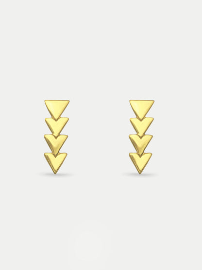 Sterling Silver Gold Plated Triangle Drop Stud Earrings | Gold-Image 1