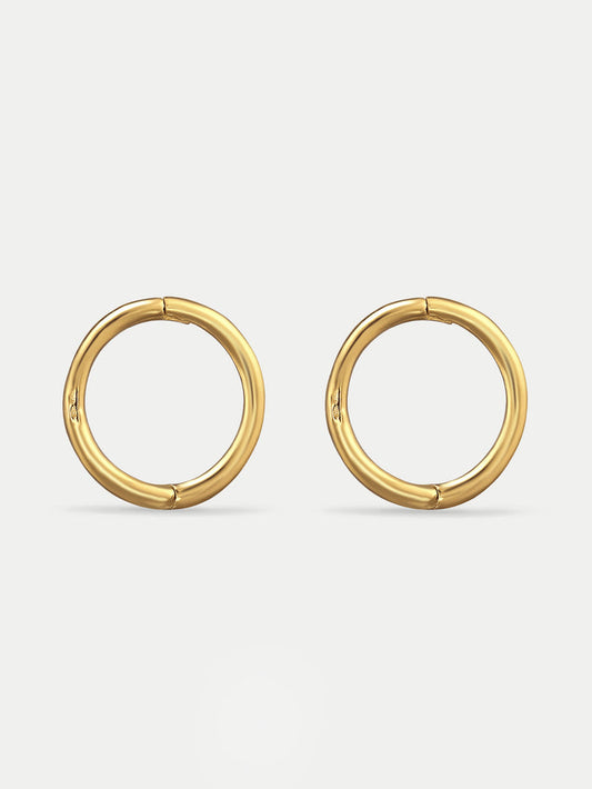 Sterling Silver Huggie Hoop Earrings | Gold-Image 1