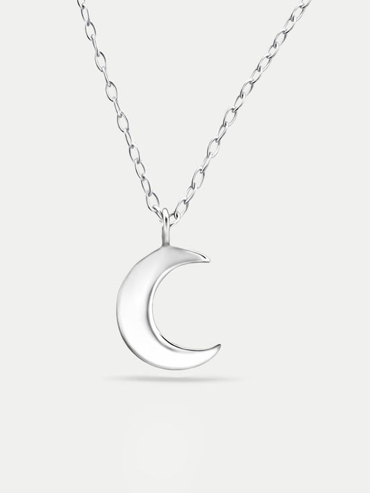 Sterling Silver Moon Pendant Necklace | Silver-Image 1