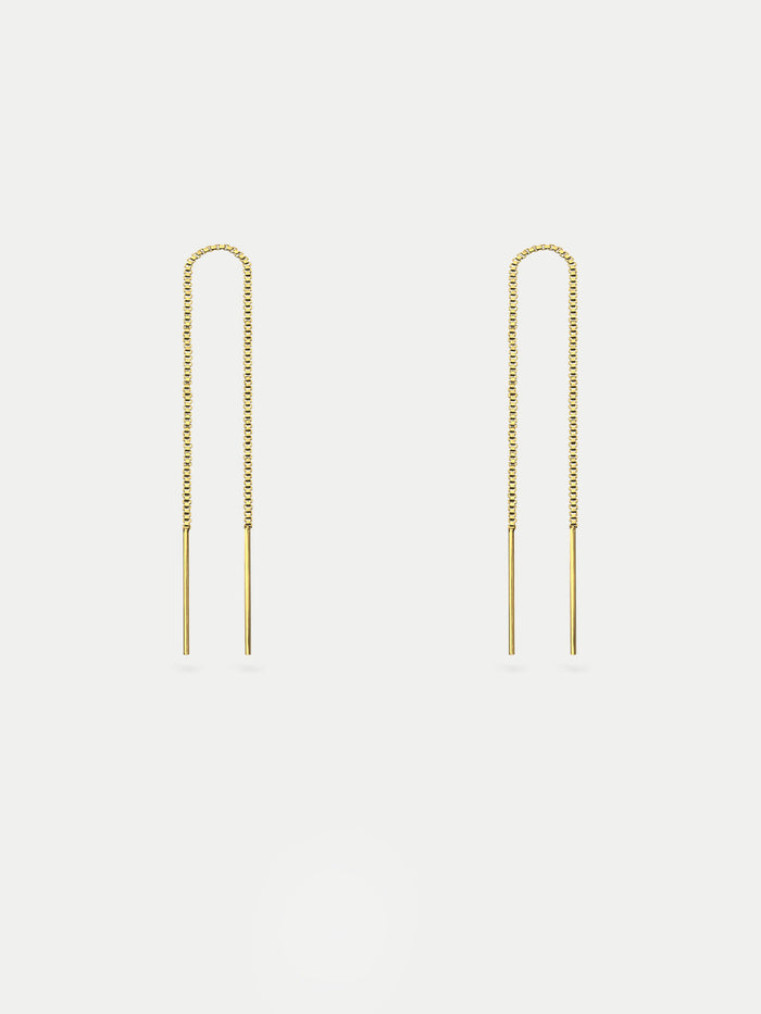 Sterling Silver Thread Through Drop Earring | Gold-Image 1