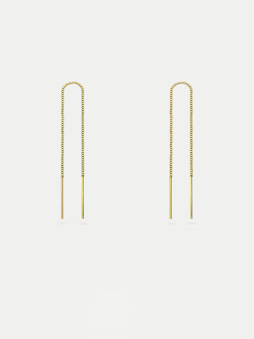 Sterling Silver Thread Through Drop Earring | Gold-Image 1