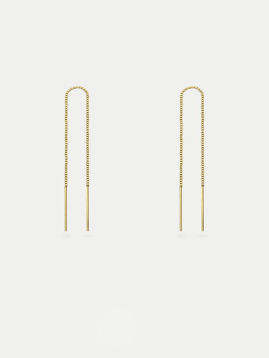 Sterling Silver Thread Through Drop Earring | Gold-Image 1