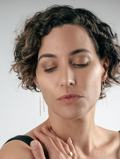 Sterling Silver Thread Through Drop Earring | Gold-Image 2