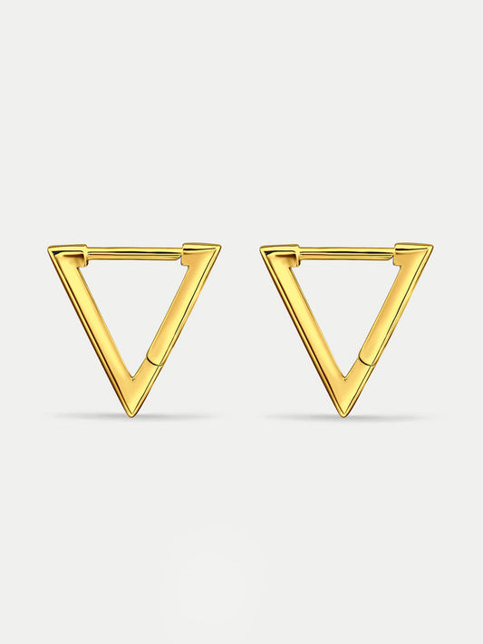 Sterling Silver Triangle Huggie Hoop Earrings | Gold-Image 1