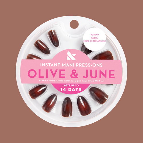 Subtle Chocolate Aura - Press-On | Medium | Almond chocolate brown almond-shaped press-on nails for easy at home manicure