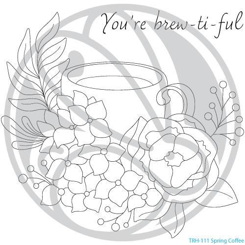The Rabbit Hole Designs - Stamp Set - Caffeinated - Spring Coffee - 4x4. Deeply etched, clear photopolymer stamps for precise placement. Made in the USA. Available at Embellish Away located in Bowmanville Ontario Canada.