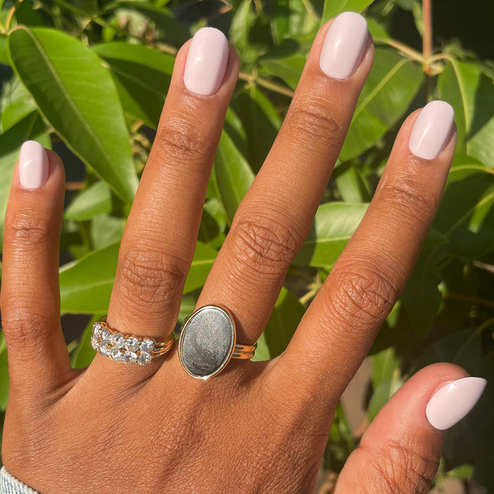 The Usual | Round | Extra Short neutral lavender grey extra short round press on nails for easy at-home mani