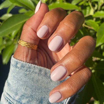 The Usual | Round | Extra Short neutral lavender grey extra short round press-on nails for easy at-home mani