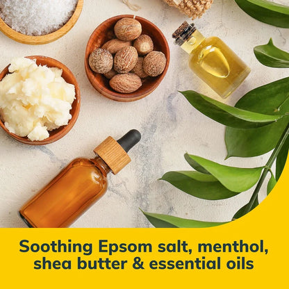 Foot mask ingredients: Epsom salt, menthol, shea butter, and essential oils