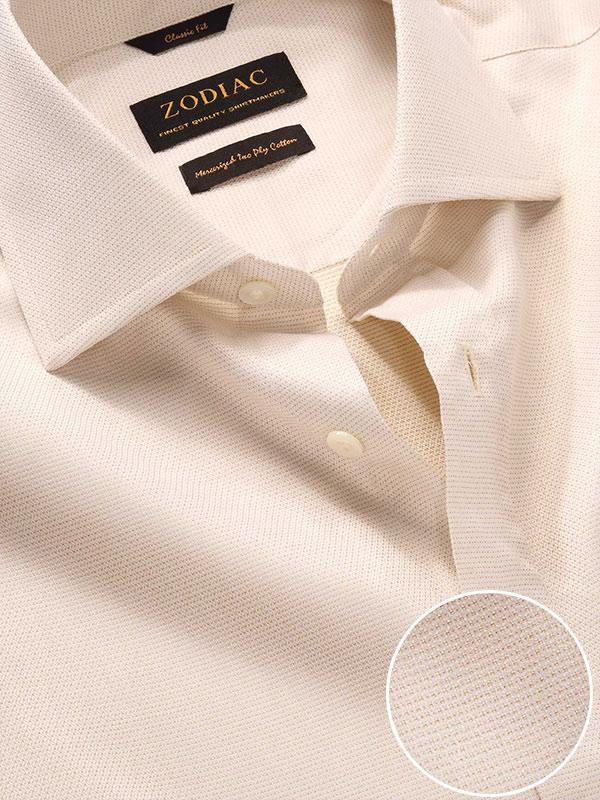 Tramonti Cream Solid Full Sleeve Single Cuff Classic Fit Classic Formal Two Ply Mercerized Cotton Shirt