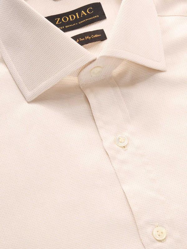 Tramonti Cream Solid Full Sleeve Single Cuff Classic Fit Classic Formal Two Ply Mercerized Cotton Shirt