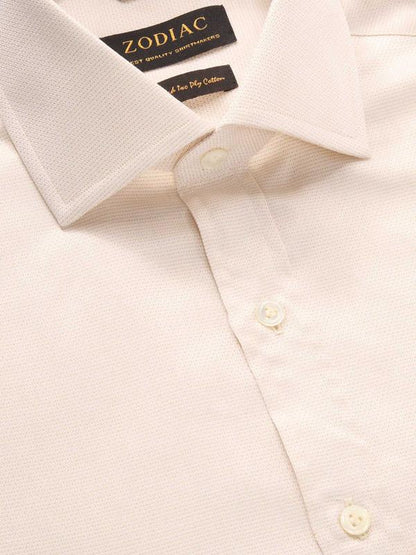 Tramonti Cream Solid Full Sleeve Single Cuff Classic Fit Classic Formal Two Ply Mercerized Cotton Shirt