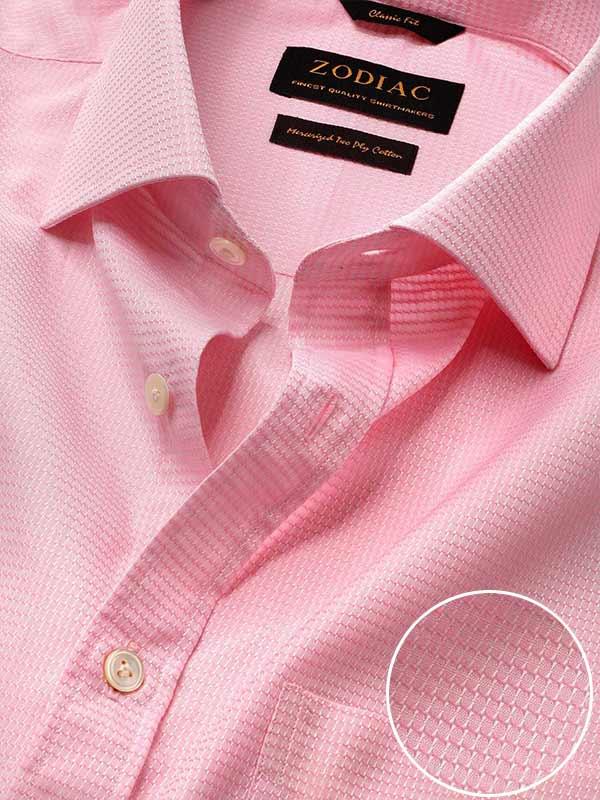 Tramonti Pink Solid Full Sleeve Single Cuff Classic Fit Classic Formal Two Ply Mercerized Cotton Shirt