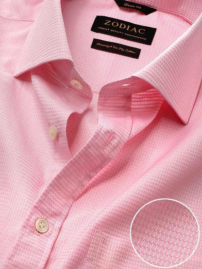 Tramonti Pink Solid Full Sleeve Single Cuff Classic Fit Classic Formal Two Ply Mercerized Cotton Shirt