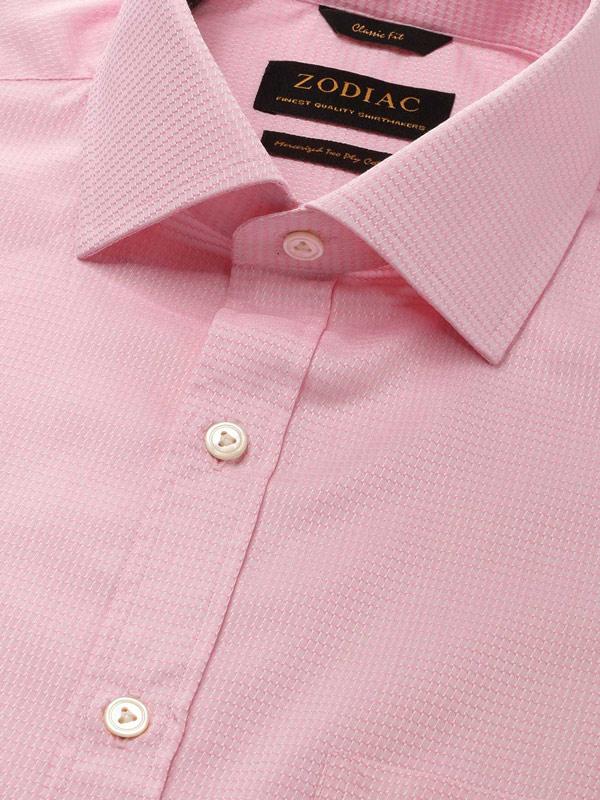 Tramonti Pink Solid Full Sleeve Single Cuff Classic Fit Classic Formal Two Ply Mercerized Cotton Shirt