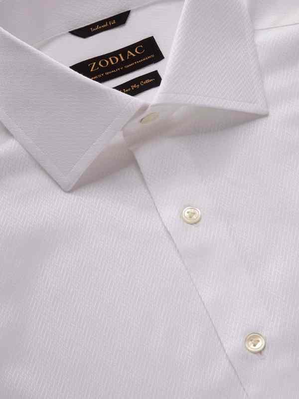 Tramonti White Solid Full Sleeve Double Cuff Tailored Fit Classic Formal Two Ply Mercerized Cotton Shirt