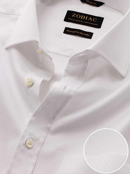 Tramonti White Solid Full Sleeve Single Cuff Classic Fit Classic Formal Two Ply Mercerized Cotton Shirt