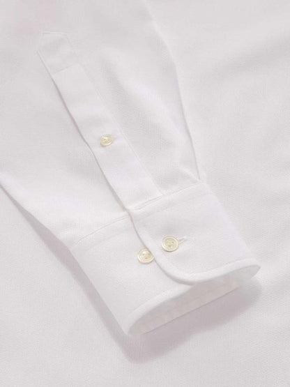 Tramonti White Solid Full Sleeve Single Cuff Classic Fit Classic Formal Two Ply Mercerized Cotton Shirt