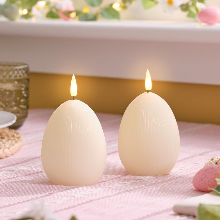 Ribbed egg Truglow LED candles