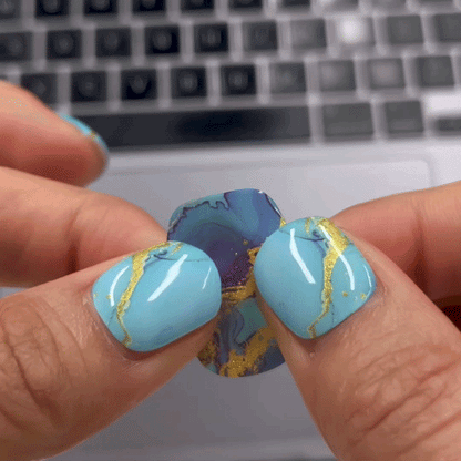 UV-free gel nail Blue & Golden