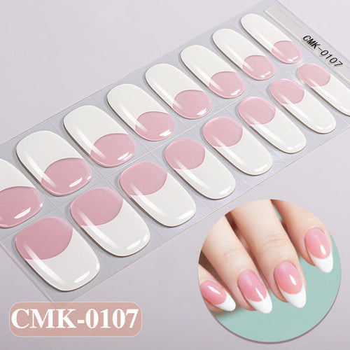 UV-Free Gel Nail Sticker Pink Glitter