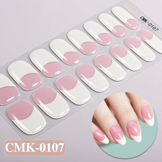 UV-Free Gel Nail Sticker Pink Glitter