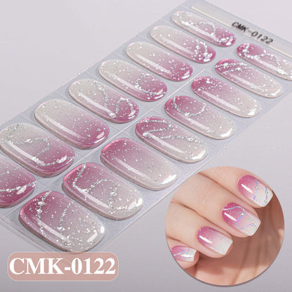 UV-Free Gel Nail Sticker Pink Glitter