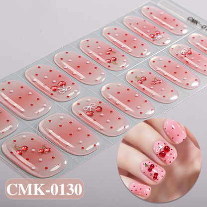 UV-Free Gel Nail Sticker Pink Glitter