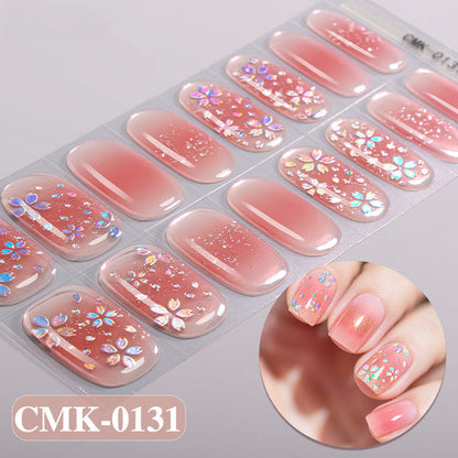 UV-Free Gel Nail Sticker Pink Glitter