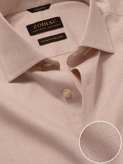 Venete  Cream Melange Full Sleeve Single Cuff Tailored Fit Semi Formal Super Fine Cotton Shirt
