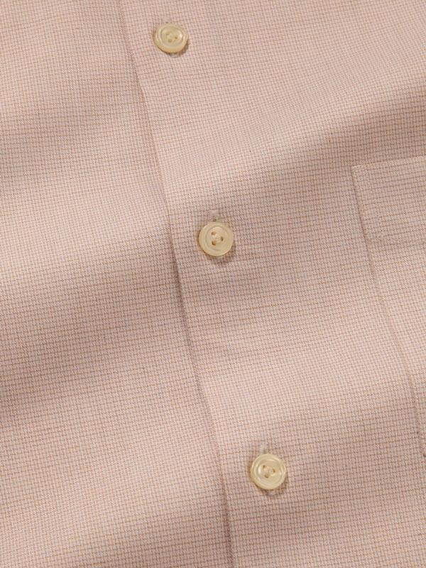 Venete  Cream Melange Full Sleeve Single Cuff Tailored Fit Semi Formal Super Fine Cotton Shirt
