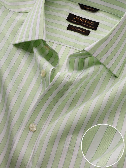 Venete  Mint Striped Half Sleeve Classic Fit Semi Formal Super Fine Cotton Shirt