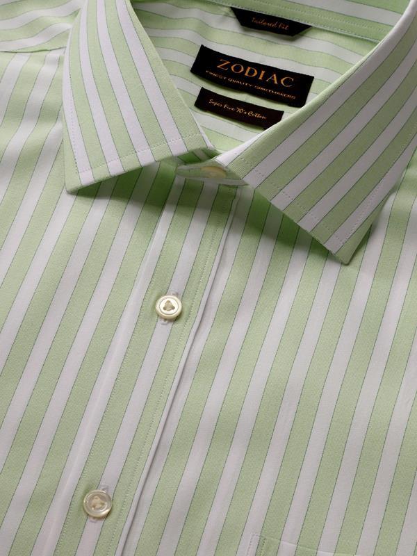 Venete  Mint Striped Half Sleeve Classic Fit Semi Formal Super Fine Cotton Shirt