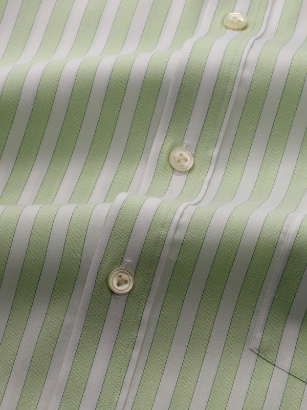 Venete  Mint Striped Half Sleeve Classic Fit Semi Formal Super Fine Cotton Shirt
