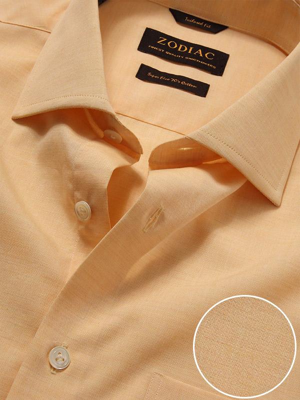 Venete  Orange Solid Full Sleeve Single Cuff Tailored Fit Semi Formal Super Fine Cotton Shirt