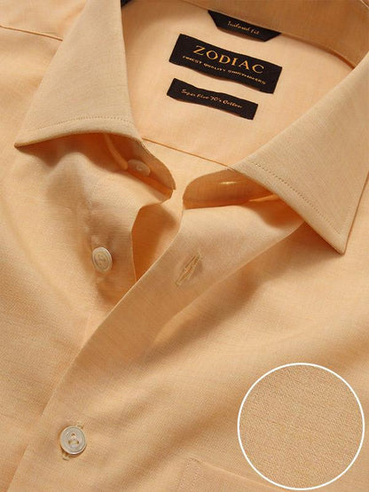 Venete  Orange Solid Full Sleeve Single Cuff Tailored Fit Semi Formal Super Fine Cotton Shirt